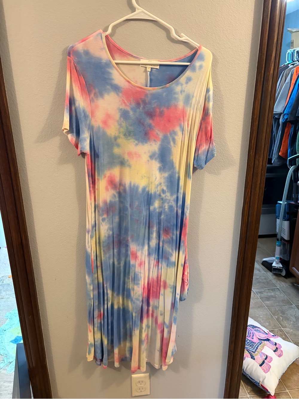 Simply Southern Tie-Dye Midi Dress in Blue, Pink, Yellow